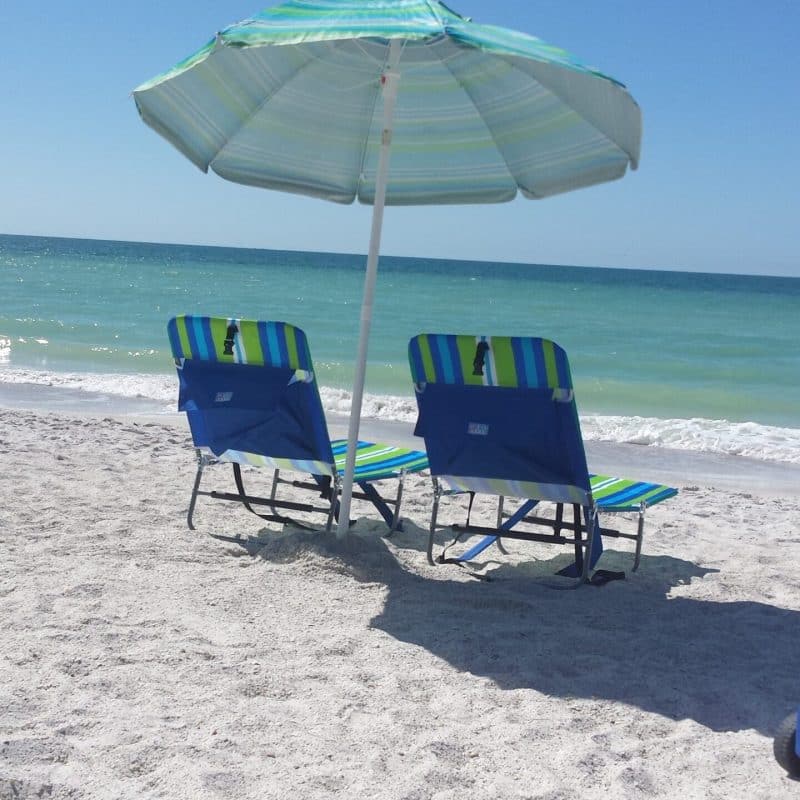 Umbrella With 2 Chairs at anna maria island beach